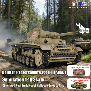 COOLBANK <span class=keywords><strong>1</strong></span>/16ème échelle 3848-<span class=keywords><strong>1</strong></span> Char d'assaut allemand <span class=keywords><strong>Panzer</strong></span> III L RC, modèle de collection pour adultes, cadeau, prend en charge les pièces de modification - Product Image 1