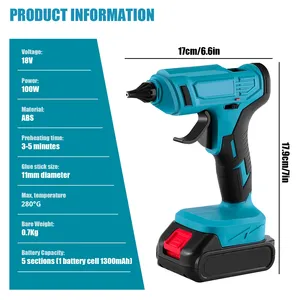 <span class=keywords><strong>Pistolet</strong></span> à <span class=keywords><strong>colle</strong></span> <span class=keywords><strong>chaude</strong></span> sans fil à batterie lithium rechargeable avec réglage automatique <span class=keywords><strong>de</strong></span> la température pour les arts et l'artisanat, le bricolage et les réparations - Product Image 3