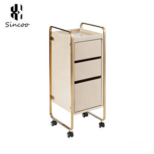 Stainless Steel Gold Salon Hairdressing <b>Trolley</b> with Hairdryer Stand 3 Drawers Easy to Move and Customizable - Product Image 5