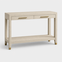 Table console élégante de haute qualité en cuir gaufré shagreen à 2 tiroirs pour la décoration du salon