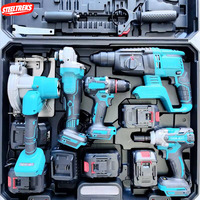 Kit combiné d'outils électriques sans fil professionnels 4-en-1 sans balais, batterie lithium 21V, meuleuse, perceuse, marteau, clé à chocs, ensemble industriel