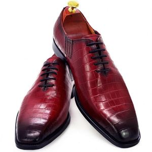 Chaussures habillées en cuir véritable de haute qualité pour hommes, sur mesure, à bout carré, à lacets, respirantes et imperméables, collection automne - Product Image 5