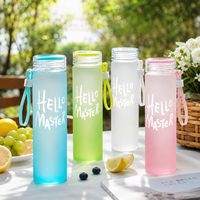 Bouteilles d'eau en verre borosilicate givré de 16 oz avec logo personnalisé, vente en gros, gobelets et tasses avec couvercles pour enfants et étudiants