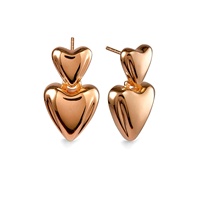 Bijoux classiques Milskye, boucles d'oreilles double cœur en laiton plaqué or 18 carats pour femmes