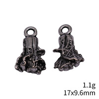 Pendentif chou 3D en argent antique, accessoire DIY, 17x9,6mm, 1,1g