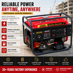 เครื่องกำเนิดไฟฟ้าเบนซิน 220V 8KW 4 จังหวะ ระบายความร้อนด้วยอากาศ / แบบโครงเปิดพกพาสะดวก / เครื่องยนต์เบนซิน / ใช้ในบ้านและไซต์งาน - Product Image 6