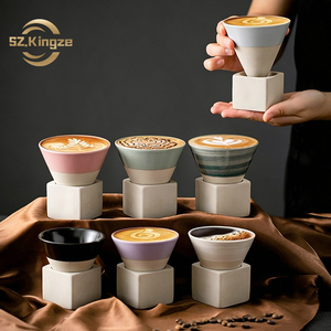 <span class=keywords><strong>Taza</strong></span> de café de cerámica Kingze <span class=keywords><strong>con</strong></span> logotipo personalizado, <span class=keywords><strong>taza</strong></span> de café de cerámica gruesa japonesa creativa de 120ml <span class=keywords><strong>con</strong></span> Base - Product Image 1