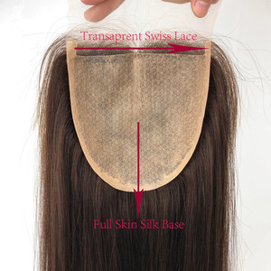 Topper de Cabello Humano con Base de Seda y Cierre de Encaje de Silicona, 12x12CM, 5x5, Liso, Pre-Desplumado para Mujer - Product Image 2