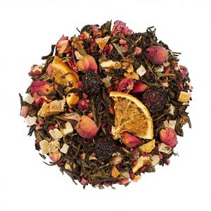 Thé en vrac mélangé frais aux tranches <span class=keywords><strong>de</strong></span> fruits et fleurs, saveur fraise et orange, boîte <span class=keywords><strong>de</strong></span> 250g pour tasses et bouteilles - Product Image 1
