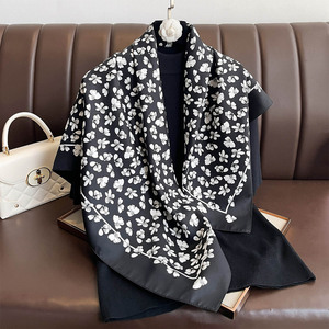 New French Retro Square Scarf 90cm Twill Silk <b>Shawl</b> Neck <b>Wrap</b> Large Bandana For Women Daily Matching - Product Image 6