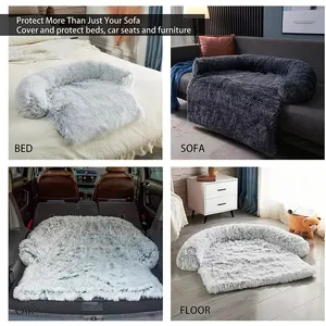 Hot Sale Luxury Warm Soft Plush Washable Pet Sofa Dog Bed Calming Bed