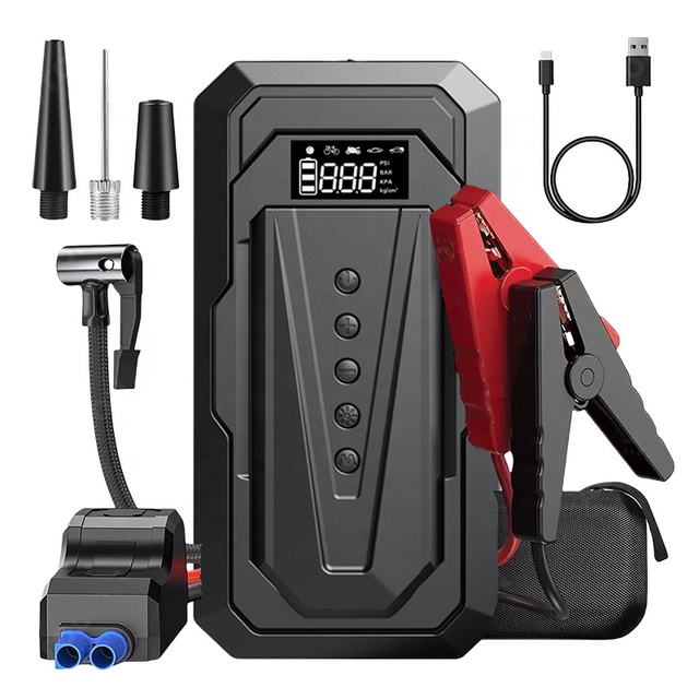 New Multifunction Car Jump Starter with Air Compressor Portable 12V Car Battery Booster with Power Bank Air Pump Emergency Tool