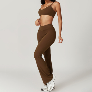 YIYI tessuti riciclati comodi completi da ragazza da esterno set di <span class=keywords><strong>leggings</strong></span> a vita alta per palestra Yoga set Fitness da donna ad asciugatura rapida - Product Image 3
