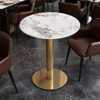 Tables à manger en marbre pour hôtels commerciaux, cafés, tables circulaires/petites modernes et minimalistes, durables, faciles à nettoyer, pour les réunions