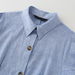 Vestido Camisero Personalizado 2026 para Mujer, Versátil, con Mangas Abullonadas, Cuello Solapa, Cinturón, Manga Corta, Botones al Frente, OEM/ODM por Fábrica China, Estilo Vintage - Product Image 3