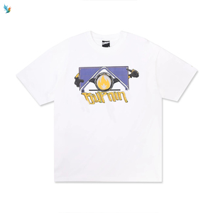 T-shirt blanc oversize à imprimé flamme bleue pour homme, motif dessin animé, double couche, manches longues - Product Image 6