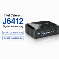 PC Industrial sin Ventilador OEM Intel J6412 Elkhart Lake DDR4 M.2 SATA Doble LAN Realtek USB3.1 4K Linux para Computación en el Borde
