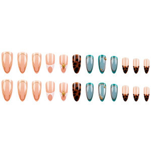 <span class=keywords><strong>Faux</strong></span> <span class=keywords><strong>ongles</strong></span> à clipser, style vintage, forme amande, motifs variés, avec décoration ligne dorée et étoiles - Product Image 2