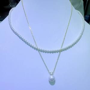 Freshwater Pearl Necklace 3-3.5mm & 8.5-9mm Sterling Silver <b>Queen</b> Pendant Layered Collarbone Chain Fine Jewelry <b>Gift</b> Set - Product Image 4