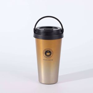 Vaso Térmico de Acero Inoxidable, Taza de Café con Aislamiento al Vacío, Tapa, Diseño Minimalista en Color Dorado, para Viaje - Product Image 1