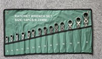 Jeu de clés à cliquet combinées 14 pièces, clé à double usage, clé à fourche flexible 8-24 mm