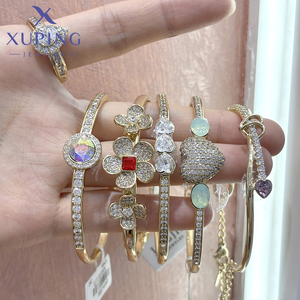 XUPING Jewelry Wholesale Colorful Stone Butterfly Bow Heart Flower <strong>Cuff</strong> Full Zirconia Tennis Bling Women Fashion <strong>Bangle</strong>