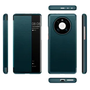 Huawei Mate 40 Pro Luxus Leder View Stand Flip Cover Fall Smart Spiegel Leyi Pu Leder Business Handy hüllen 7 Tage