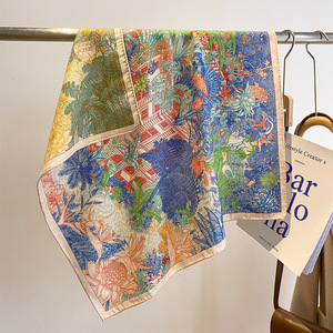 ผ้าพันคอไหม Nayue Silk Friends Tropical Jungle แบบสองด้าน ผ้าพันคอไหมผสมขนสัตว์ 61-70% ลายพิมพ์ทวิลล์ ผ้าคลุมไหลอุ่นๆ สำหรับผู้หญิง - Product Image 1