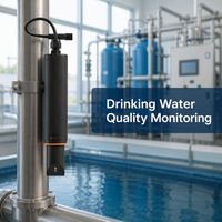 Sensor de Turbidez en Línea ISO 7027, 0-100 NTU, Rango Bajo, Resolución 0.001, IP68, RS485, 4-20mA, para Agua Potable y Tratamiento de Aguas Residuales