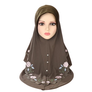 Foulard en dentelle brodée de haute qualité CCY, écharpe malaise pour femmes, hijab musulman double couche en mousseline perlée pour les tenues islamiques féminines - Product Image 3