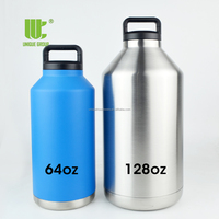 Bouteille isotherme en acier inoxydable de 128 oz pour bière froide, gourde sportive, mug thermos, gourde de 1 gallon, gobelet métallique d'hydratation