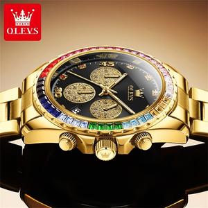 2939 Montre de sport multifonctionnelle en acier inoxydable avec logo personnalisé OEM, montre à quartz étanche avec diamants pour homme - Product Image 2
