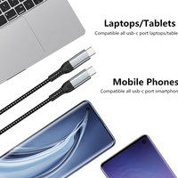 Câble USB-C Tressé en Nylon Charge Rapide 1m 2m 3m, 100W 20V 5A PD Type-C vers USB-C, Cordon de Données