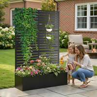 Jardinière treillis en aluminium thermolaqué avec panneau arrière, écran d'intimité et support pour plantes grimpantes, pour jardin domestique extérieur