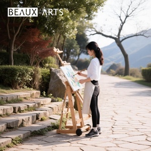 Cavalletto in Legno di Olmo o Faggio per Pittura con Ruote per Artisti e Studenti - Product Image 3