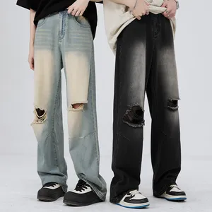 WMJ-023 Stacked mens denim jeans with pockets unisex boot cut jeans branded jeans for men