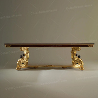 Juego de Mesa y Sillas de Comedor de Lujo Italiano para 8 Personas, Mesa Rectangular de Madera Estilo Francés para Comidas Elegantes
