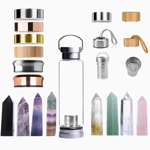 Bouteille d'eau en verre avec élixir <span class=keywords><strong>de</strong></span> cristaux naturels en vrac, bouteille d'eau infusée <span class=keywords><strong>de</strong></span> pierres précieuses, bouteille d'eau réutilisable en cristal - Product Image 5