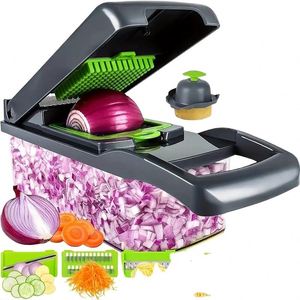 Factory Wholesale <b>Kitchen</b> <b>Accessories</b> 16 in 1 Food Cutter Veggie Onion Chopper Mandoline Slicer Multifunctional Vegetable Cutter - Product Image 1
