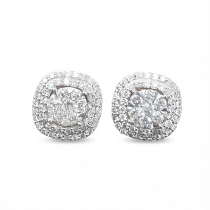 Orecchini E1415 in Oro Bianco con Diamanti Taglio Brillante Rotondo Colore D Certificati GIA Stile Classico da Sposa per Donna - Product Image 1