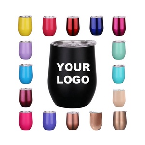 Venda quente 12oz Vácuo Isolado Dupla Parede Aço Inoxidável Egg-shape Caneca Vinho Tumbler Copos Com Tampa Caneca De Viagem De Aço Inoxidável - Product Image 2