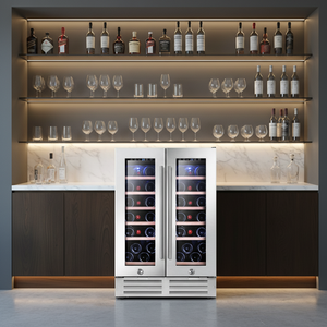Réfrigérateur à vin et boissons encastrable sous comptoir NE-408A-12, double zone, porte française, 56 canettes, 20 bouteilles - Product Image 1