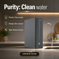 Système de purification d'eau par osmose inverse électrique sous évier VAMIA 200G, construction en plastique, design écologique pour la maison