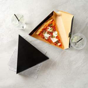 Caja para Rebanadas de Pizza, Contenedores Tipo Concha para Rebanadas de Pizza, Resistentes a la Grasa, con Cierre de Lengüeta, Papel Negro, Cajas Individuales para Pizza para Restaurantes y Kioscos - Product Image 6