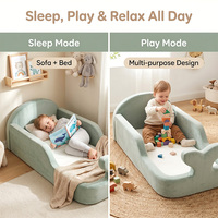 Cama de Espuma para Niños de Terciopelo Rosa Personalizada OEKO-TEX, Cama de Piso Moderna de Espuma Completa para Niños y Niñas de 2 a 6 Años