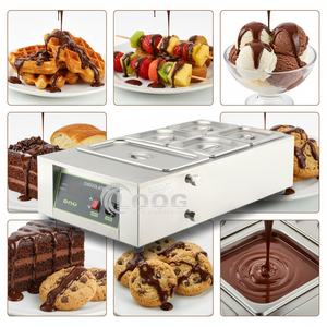 Matériel <span class=keywords><strong>de</strong></span> tempérage du chocolat électrique pour cuisine d'hôtel, <span class=keywords><strong>prix</strong></span> commercial, 5 pots à chocolat numériques en acier inoxydable - Product Image 5