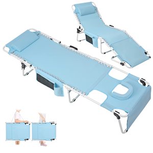 كرسي تسمير شديد التحمل مع وجه قابل للتعديل 5 وضع قابل للطي ، كرسي تسمير محمول - Product Image 1