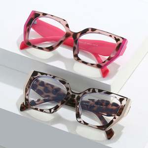 Lunettes de vue anti-lumière bleue tendance TR90 à grande monture, montures carrées patchwork œil de chat pour femmes - Product Image 4