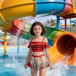 Ensemble tankini pour filles de style ethnique, maillot de bain princesse Daisy Girl, maillot de bain d'aventure, tankini, maillot de bain 2 pièces, design léger - Product Image 4