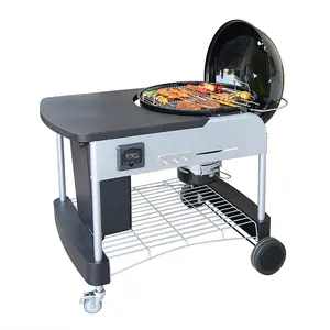 Chariot de forme de bouilloire de gril de barbecue avec la table latérale pour le charbon de bois de BBQ de chariot de 3-5 personnes